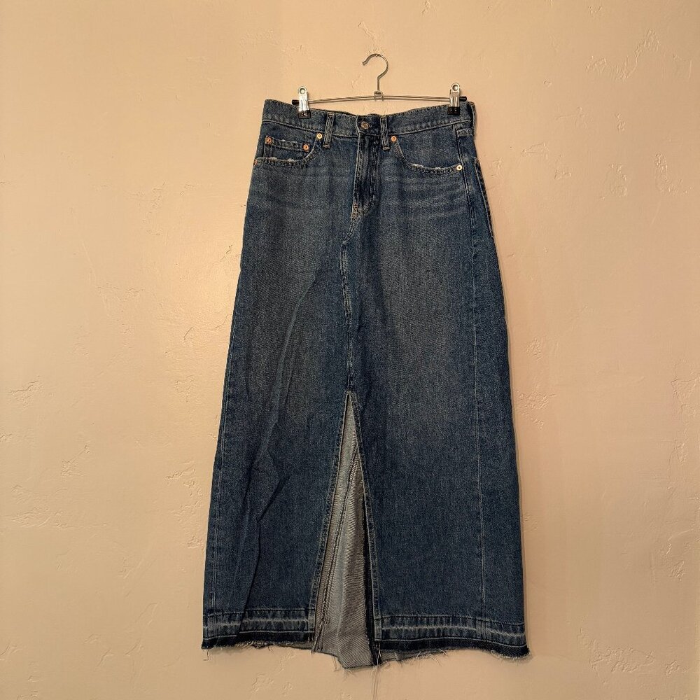 NWOT GAP Maxi Denim Skirt Front Slit Size 28/6